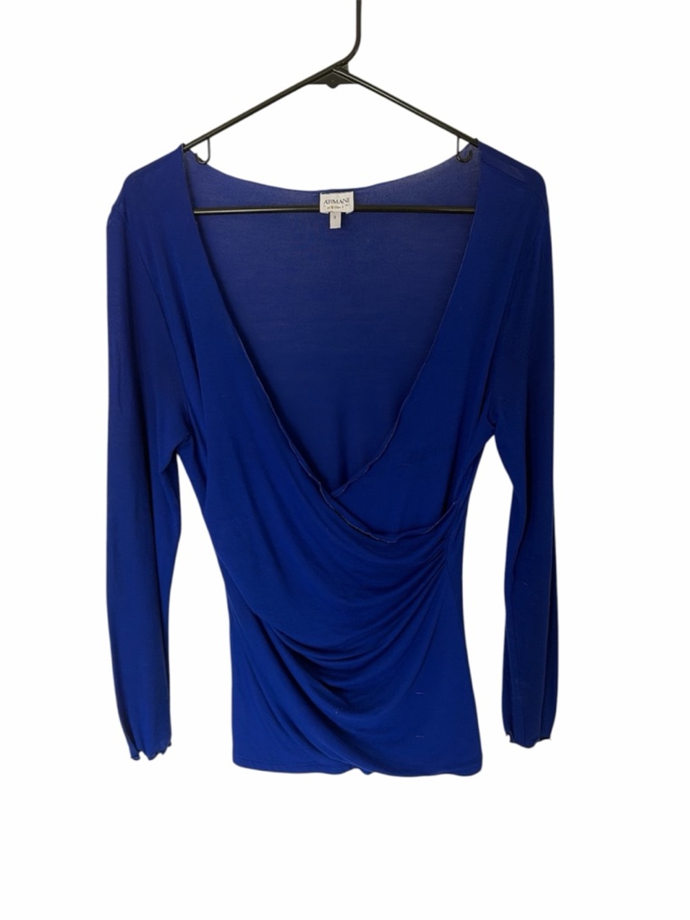 Armani blue draped plunge top